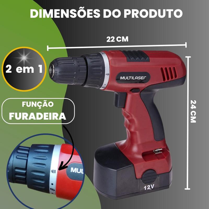 クリープランドPT Parafusadeira e Furadeira 12V 16 Níveis de Torque 2 rotação